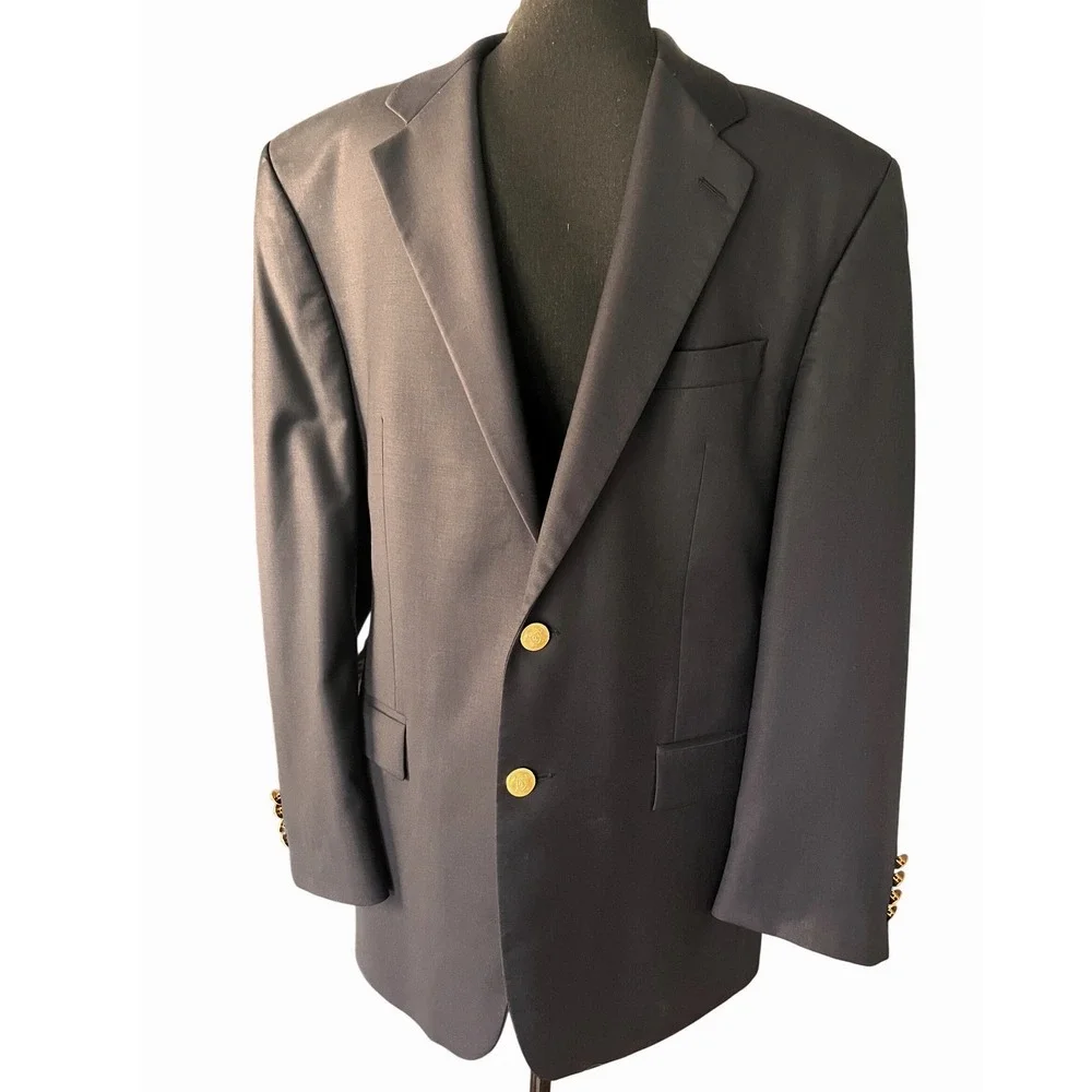 Lauren Ralph Lauren Navy Blue Classic Wool Blazer 42R gold‎ buttons
